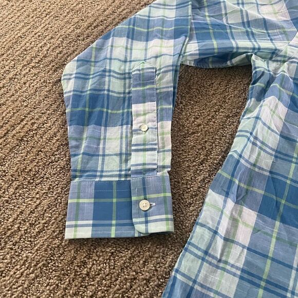 Vineyard Vines Blue and Green Plaid Button Down Tucker Shirt - Picture 4 of 11